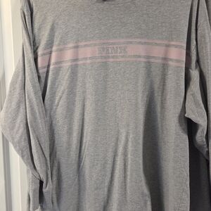 PINK Victoria's Secret Gray and Pink Long Sleeve Tee